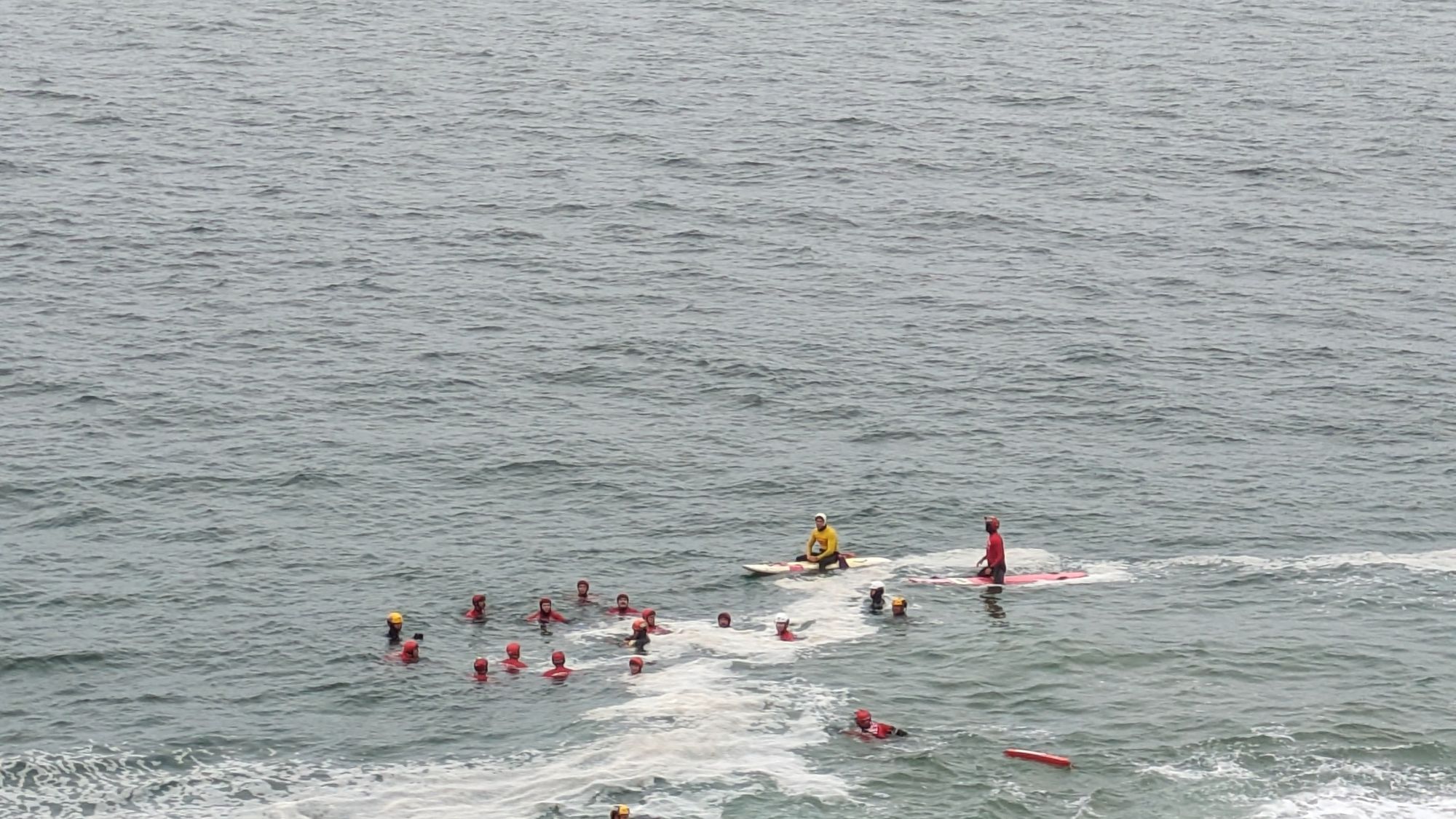 Ocean rescue trainees in the water off Point Mugu, Ventura County, California